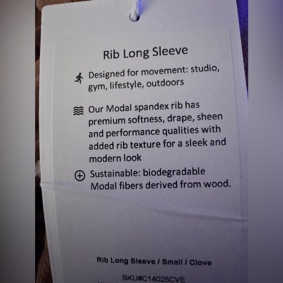 NWT Tavi RIB LONG SLEEVE. Color: Clove (Brown). Size: S - Picture 3 of 3